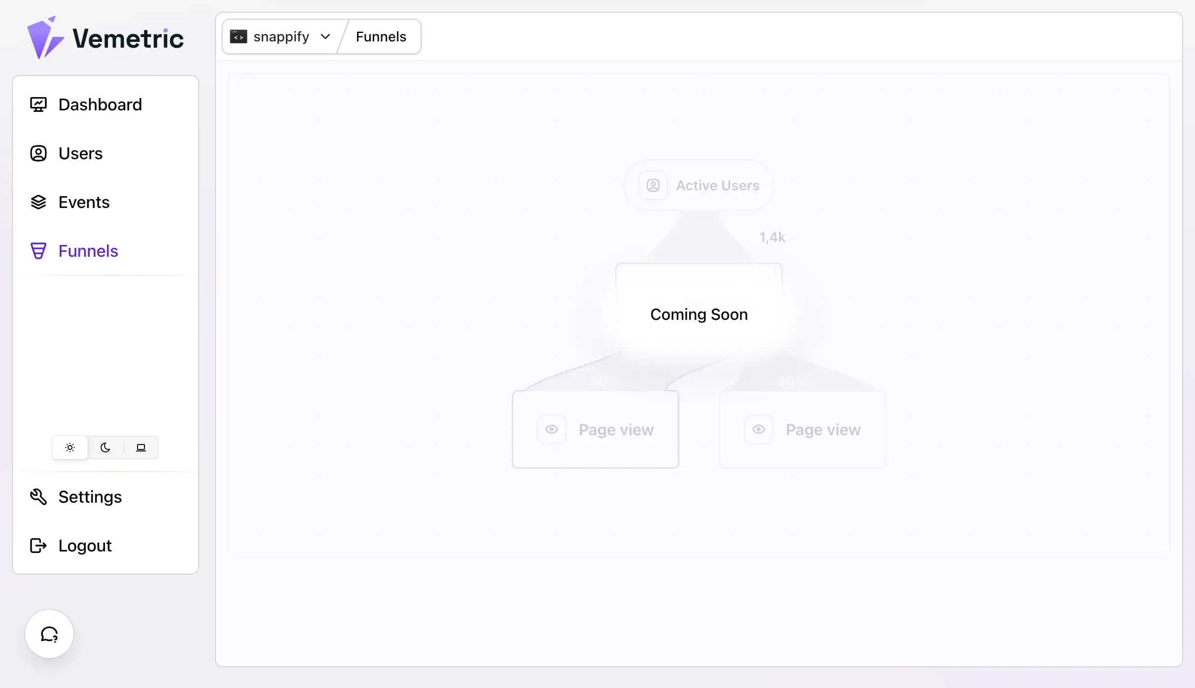 Screenshot of the Vemetric Funnels