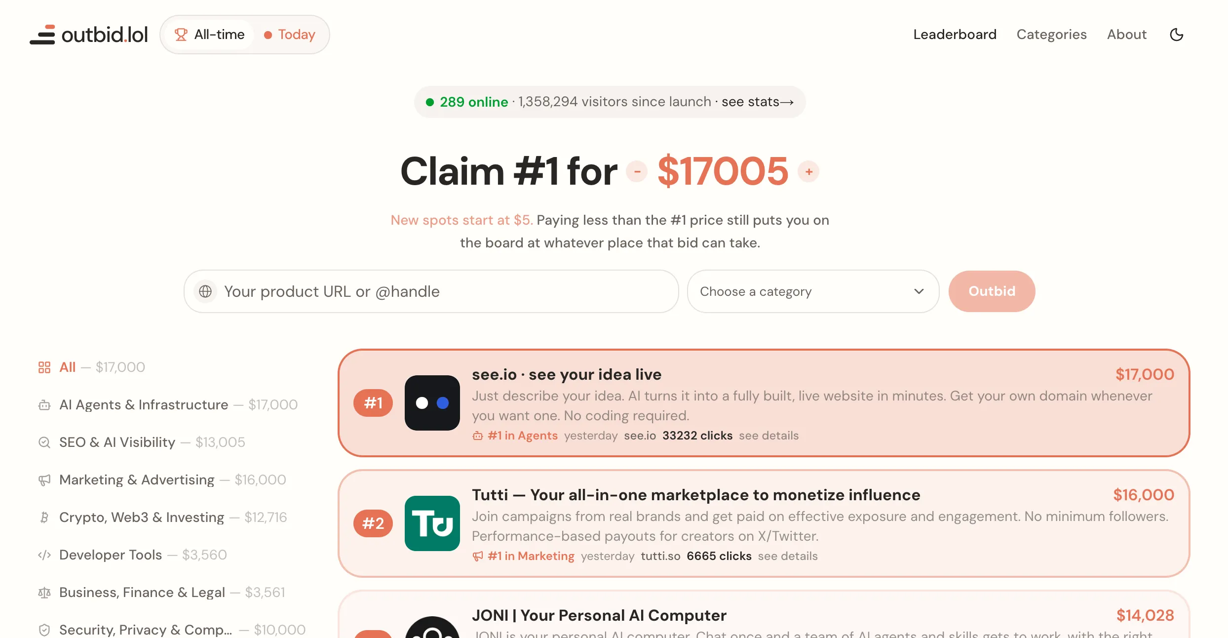 outbid.lol Landing Page