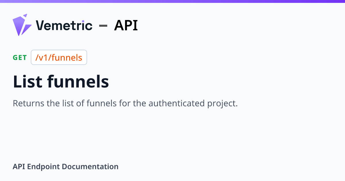 GET /v1/funnels | Documentation - Vemetric